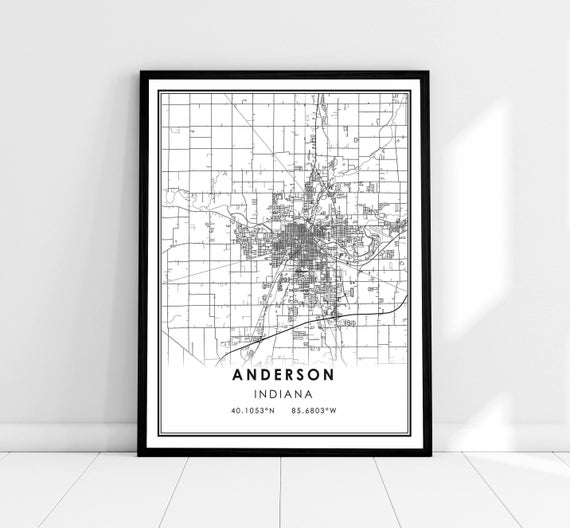 Anderson Map Travel Poster, Indiana City
