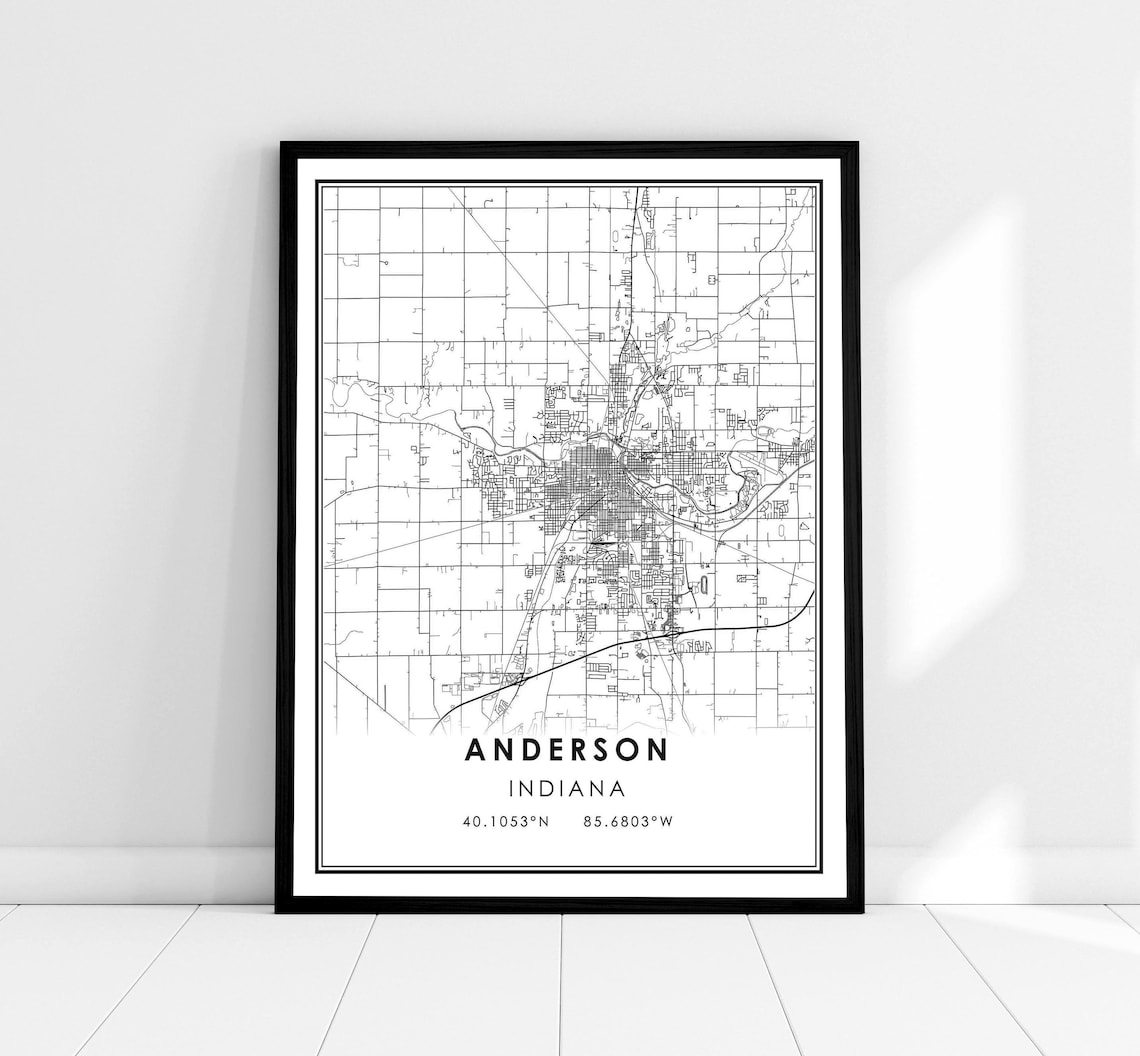 Anderson Map Travel Poster, Indiana City