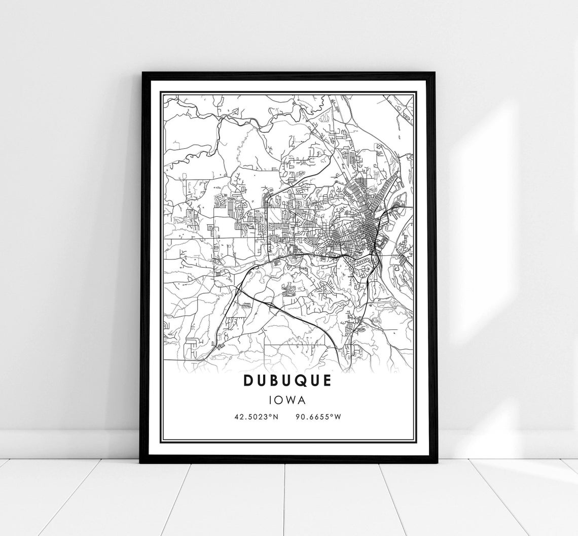 Dubuque Map Print, Iowa Travel Poster