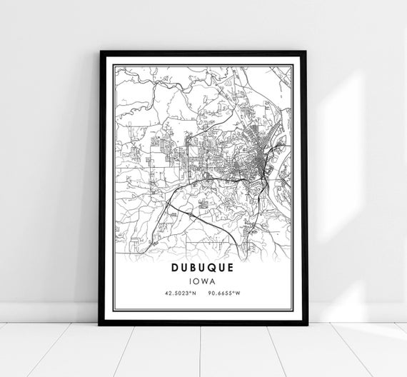 Dubuque Map Print, Iowa Travel Poster