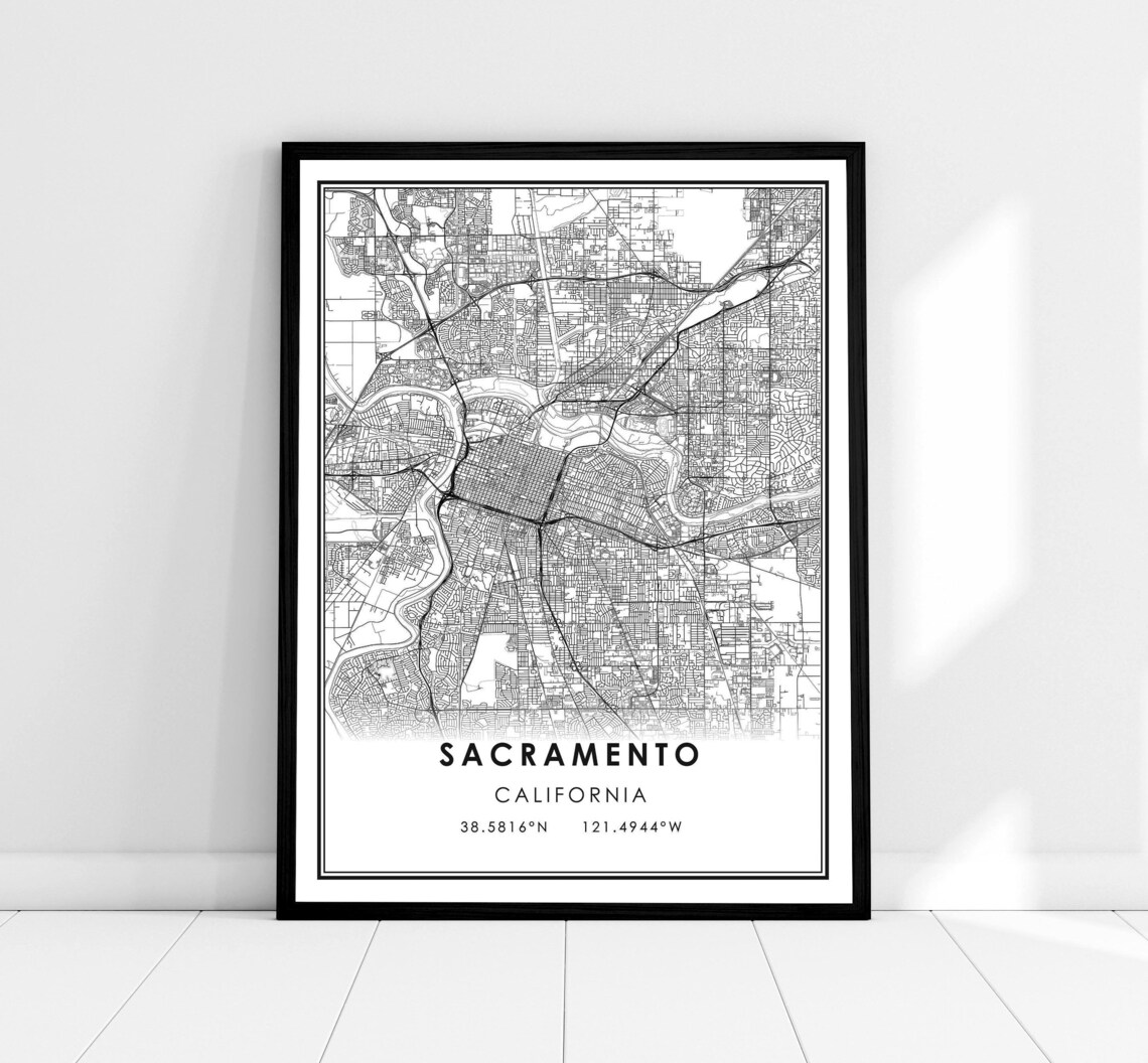 Sacramento Map Print Poster, City Travel Art