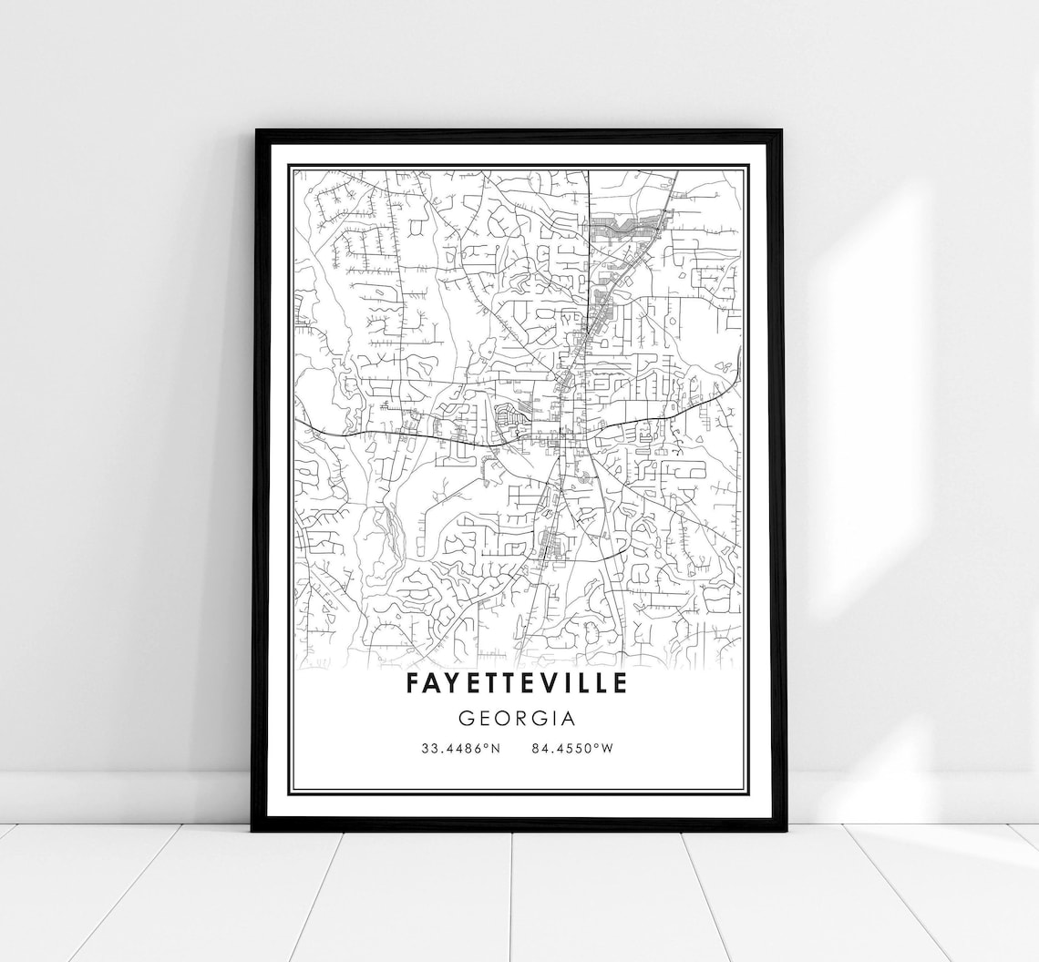 Fayetteville Map Print Poster, Georgia City