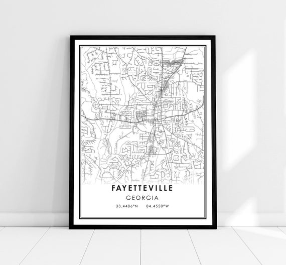 Fayetteville Map Print Poster, Georgia City