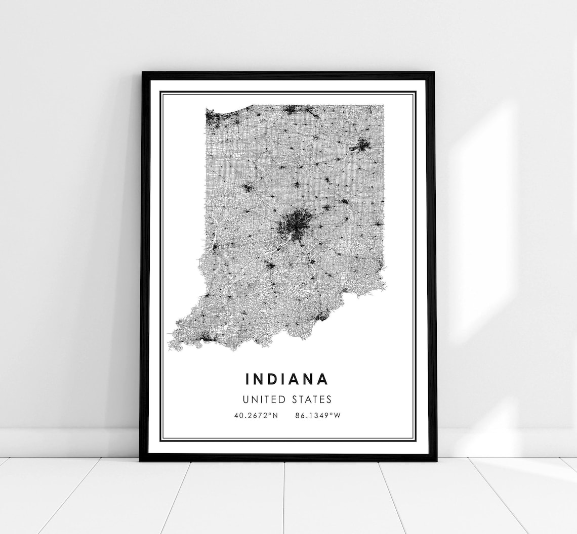 Indiana United States Map Travel Poster
