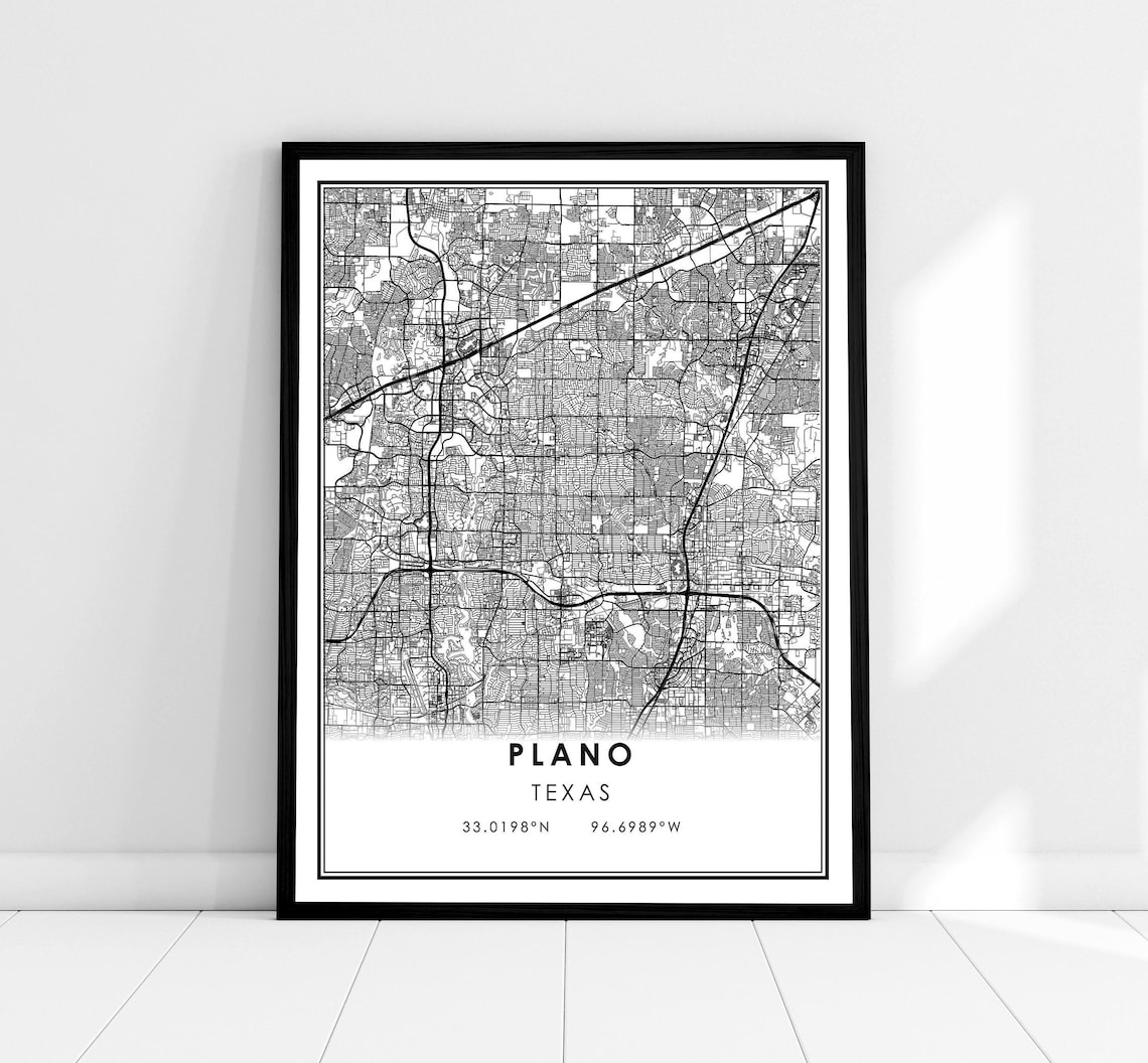 Plano Map Print Poster, Texas City Travel Poster