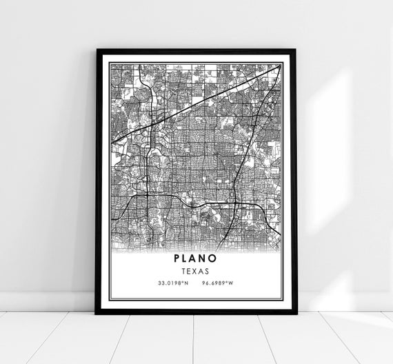 Plano Map Print Poster, Texas City Travel Poster