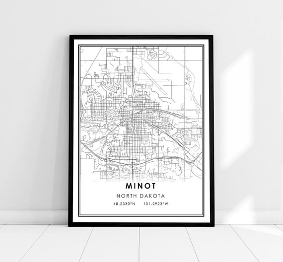 Minot Map Print Poster, North Dakota City