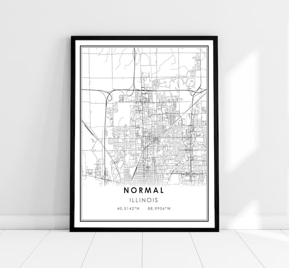 Normal Illinois Custom City Street Map Coordinates Art Poster