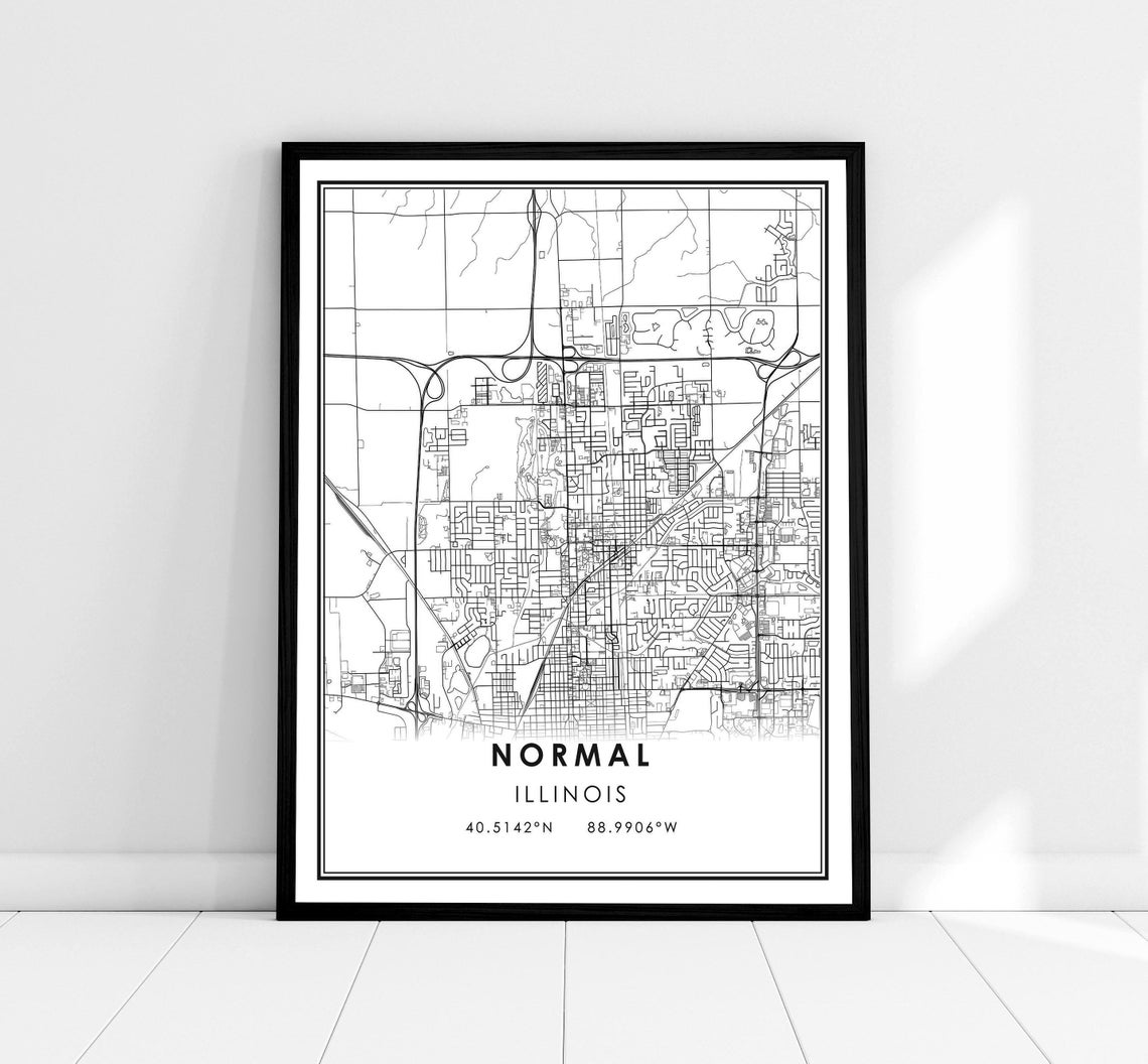 Normal Illinois Custom City Street Map Coordinates Art Poster