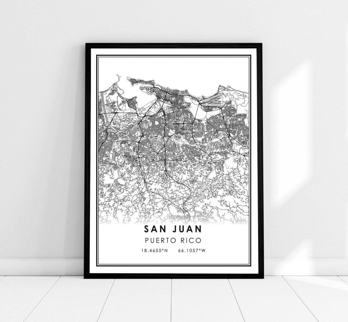 San Juan Map Print, Puerto Rico City Travel Poster