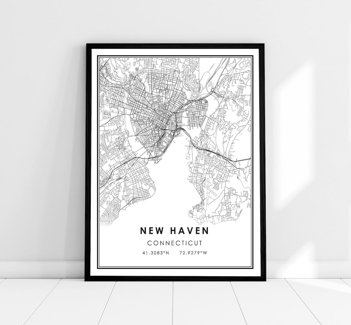Connecticut City Map Print, Travel Poster