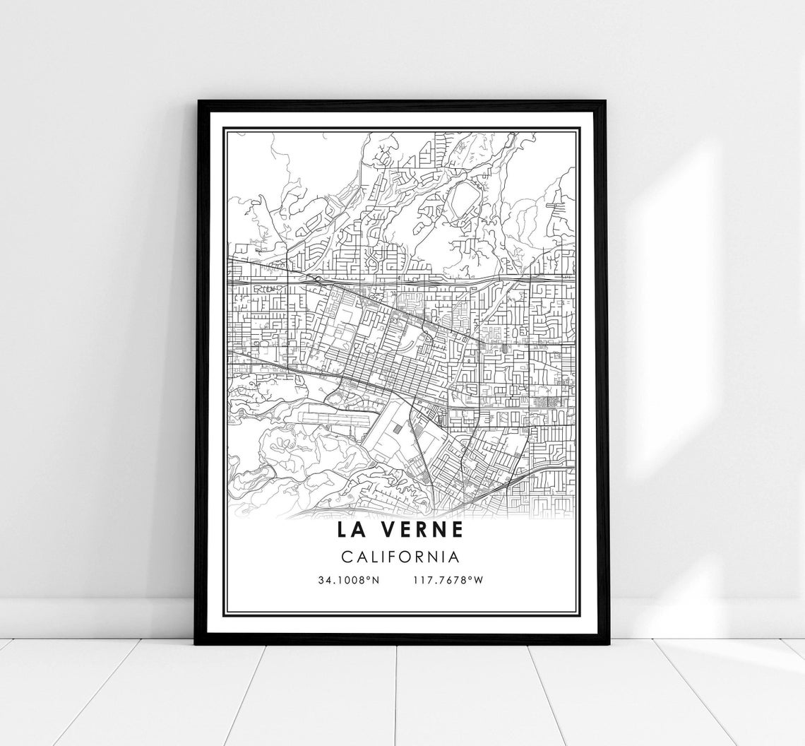 La Verne Map Print, Travel Poster