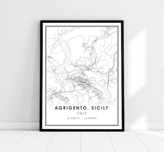 Agrigento Sicily Italy City Street Map Minimalist Coordinates Poster