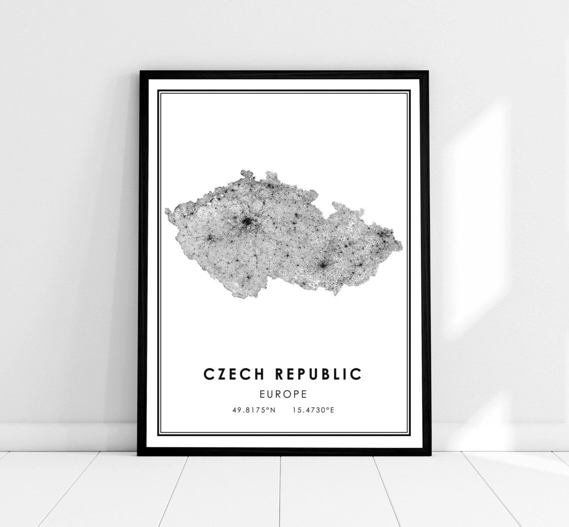 Czech Republic Country Map Poster Print, Travel Map