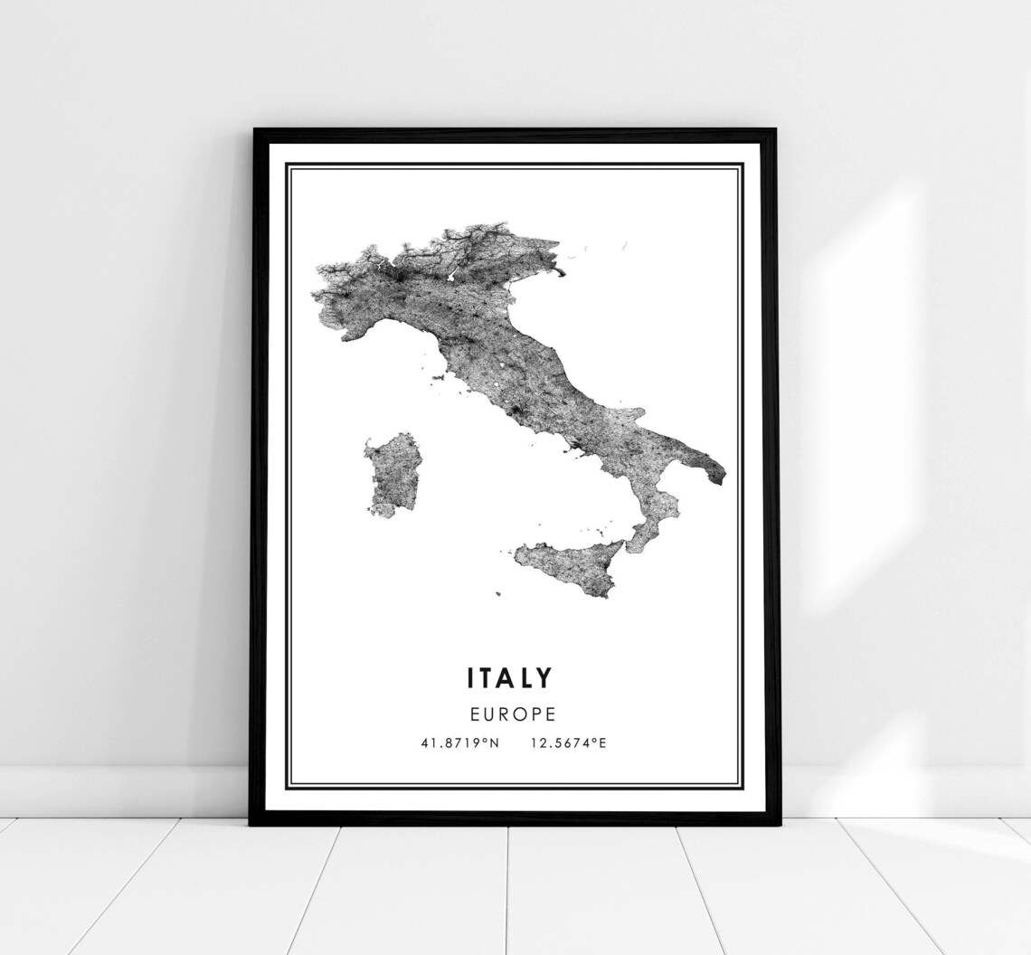 Italy Country Map Poster, Travel Map Wall Art