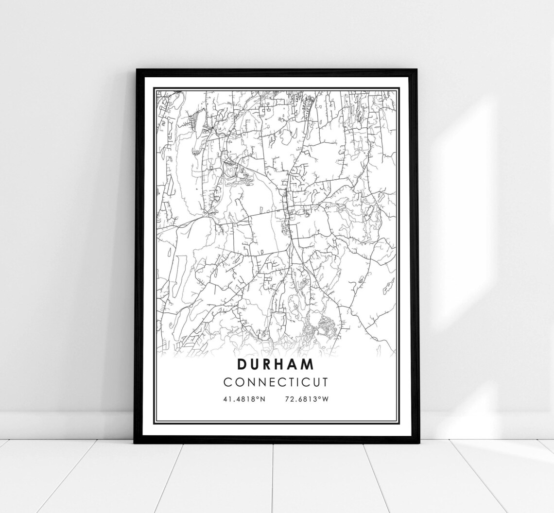 Durham Map Poster, Connecticut City Travel Print