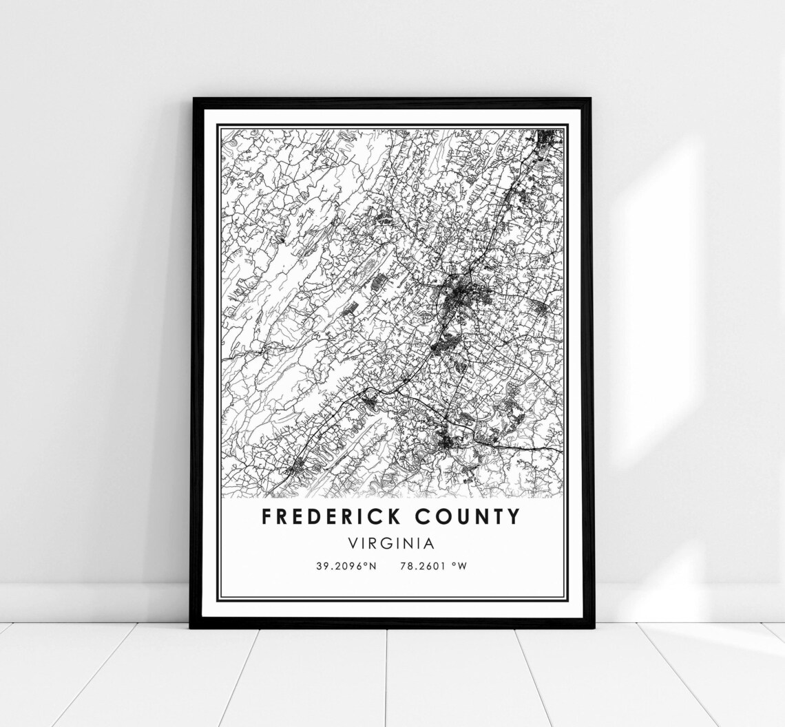 Frederick County Virginia Minimalist Street Map Modern City Travel Poster