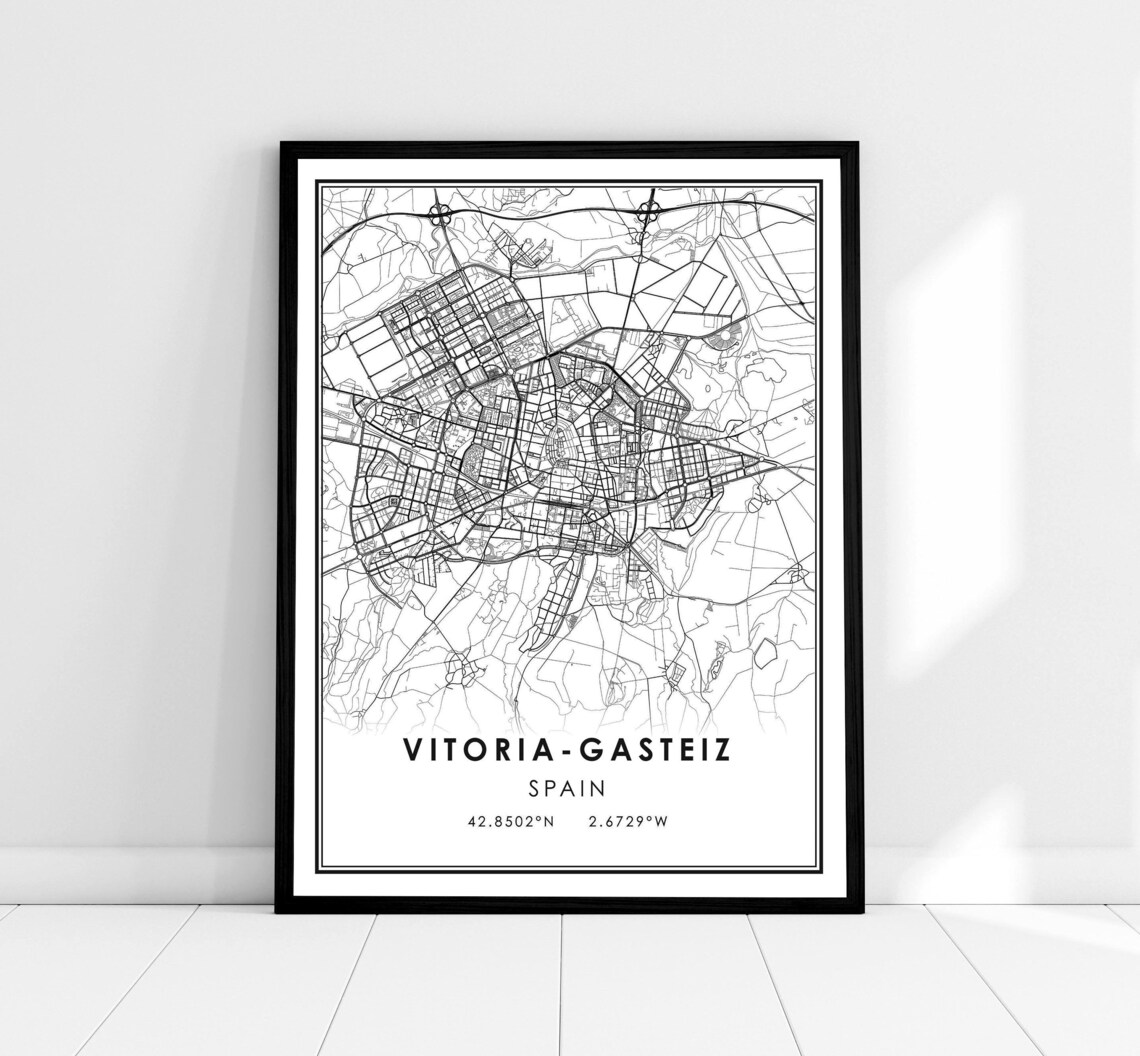Vitoria Gasteiz Map Print, Spain City Travel Poster