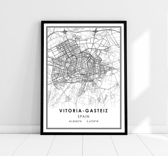 Vitoria Gasteiz Map Print, Spain City Travel Poster