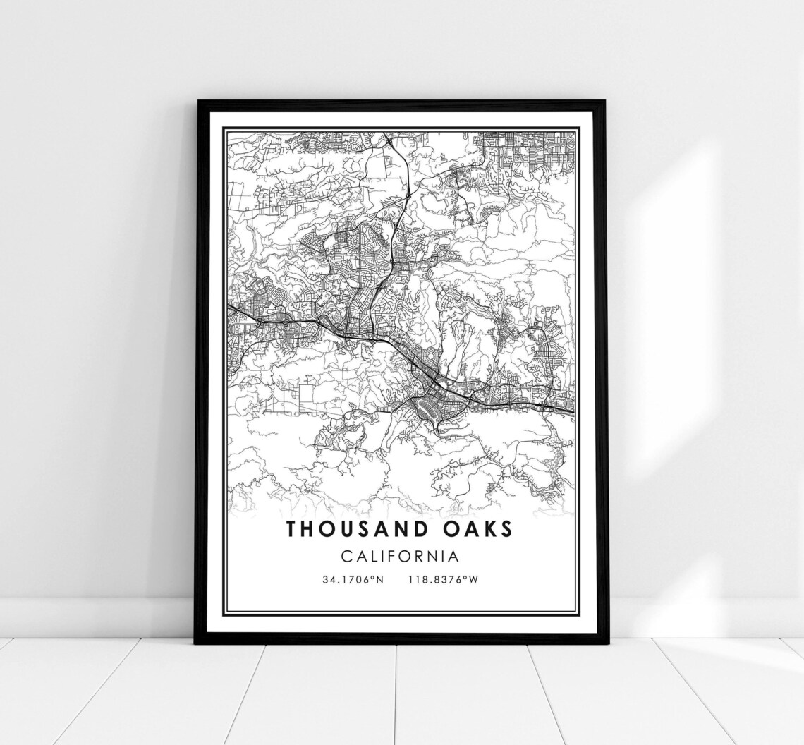 Thousand Oaks Map Print, City Travel Poster