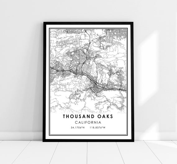 Thousand Oaks Map Print, City Travel Poster