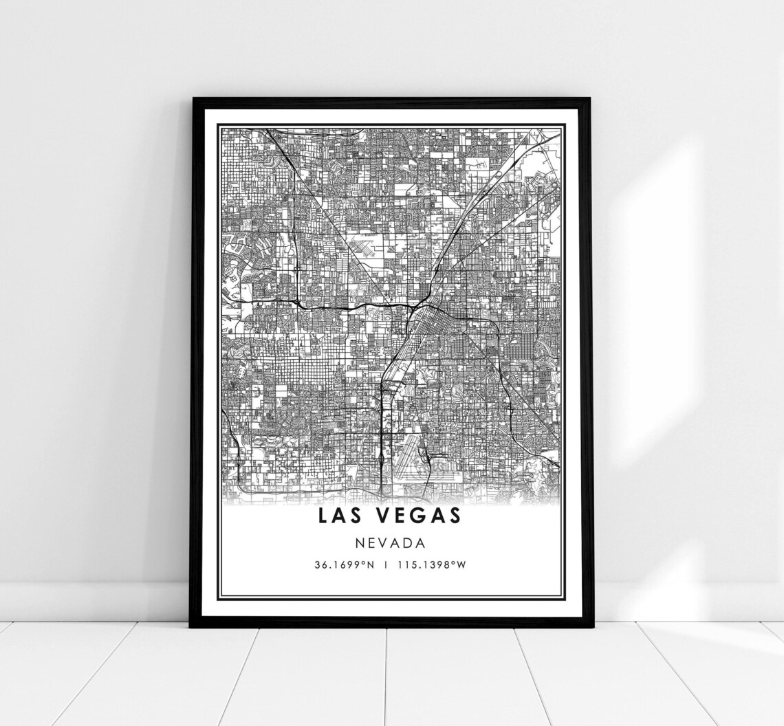 Las Vegas Map Print Poster, Nevada City