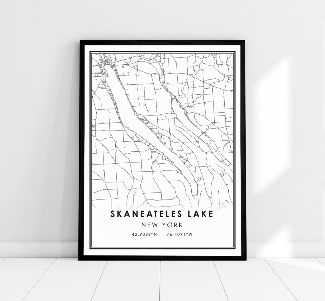 Skaneateles Lake New York Map Travel Poster