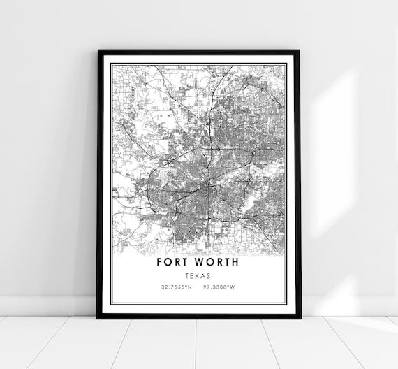 Fort Worth Map Print, Texas City Travel Poster