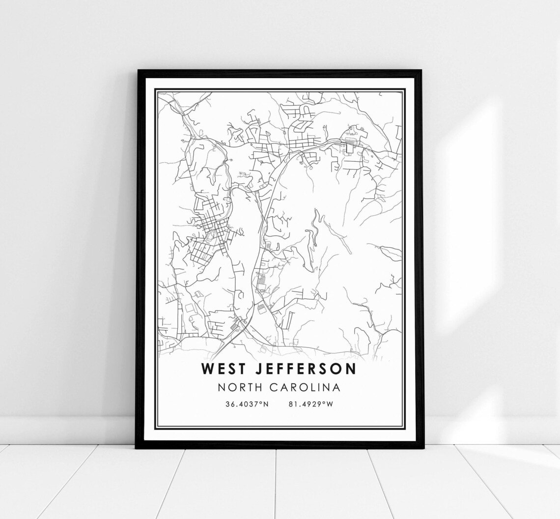 West Jefferson North Carolina Map Poster Print