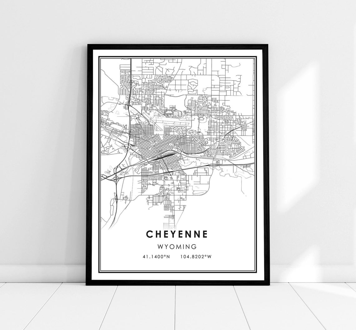 Cheyenne Map Print Poster, Wyoming City