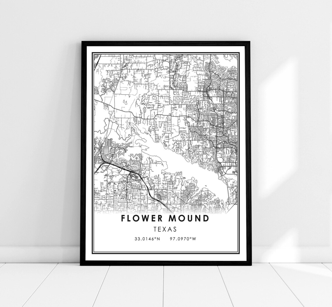 Flower Mound Map Poster, Texas City Travel Print