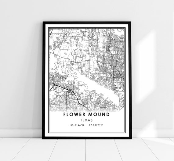 Flower Mound Map Poster, Texas City Travel Print