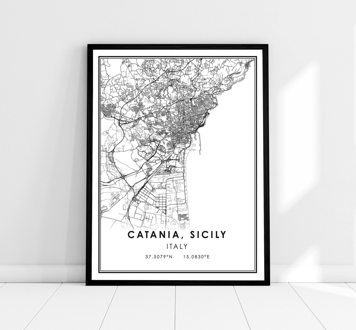 Catania Map Print, Italy City Travel Poster