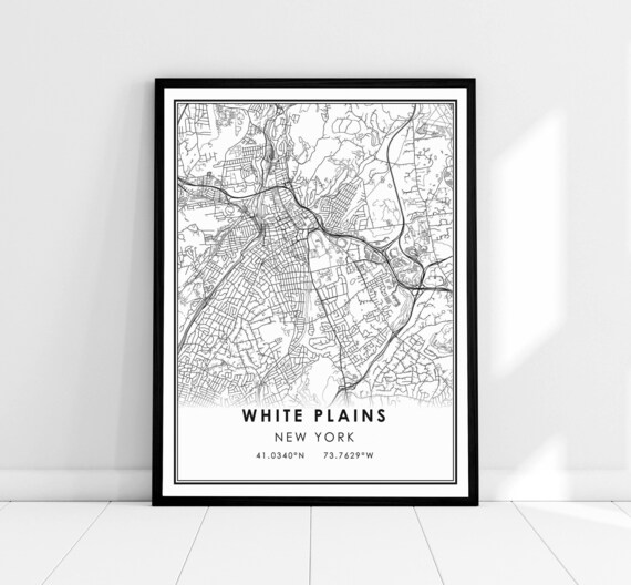 White Plains New York Minimalist City Map Street Grid Art Poster