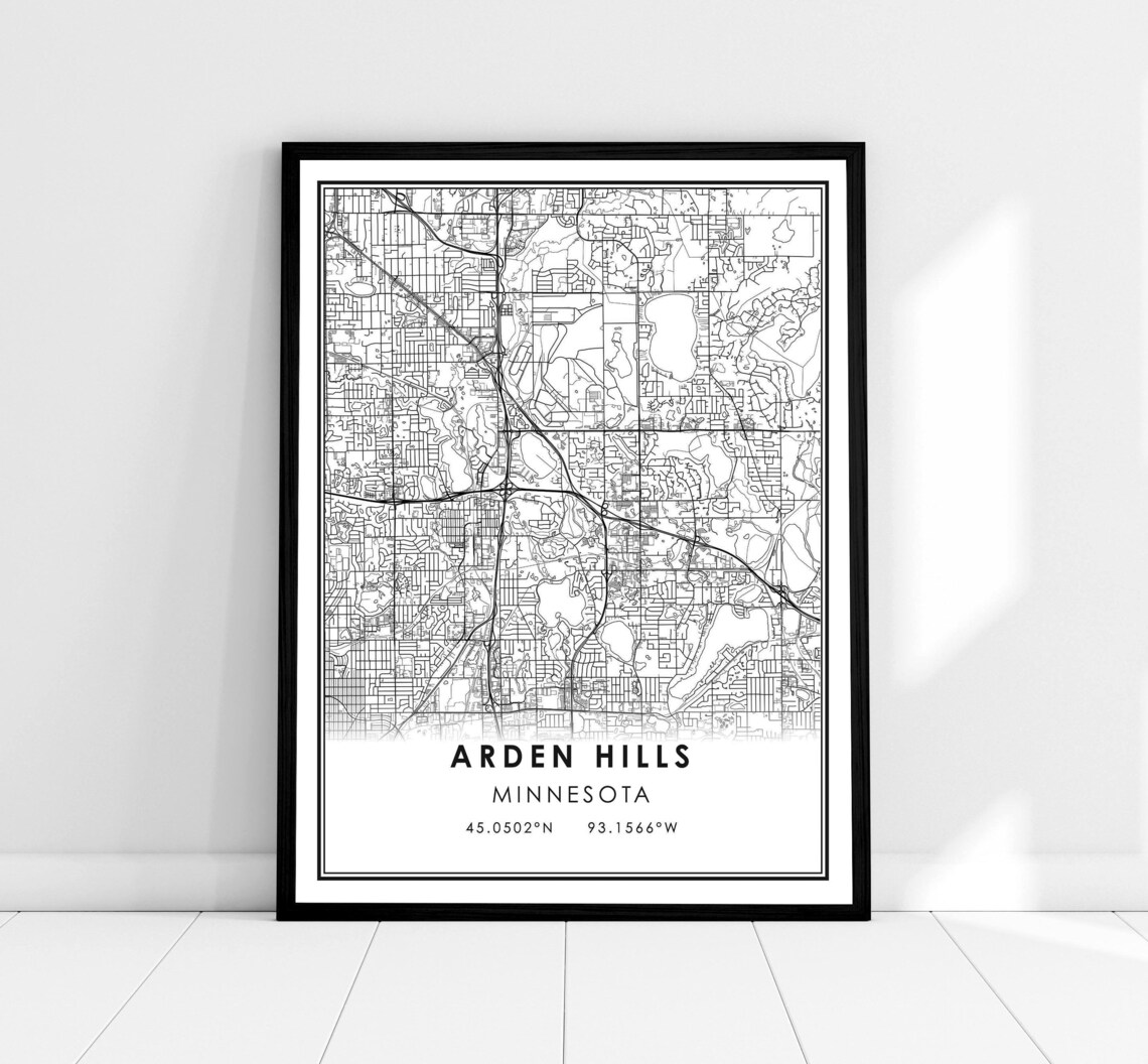 Arden Hills Minnesota Minimalist City Street Map With Coordinates Poster