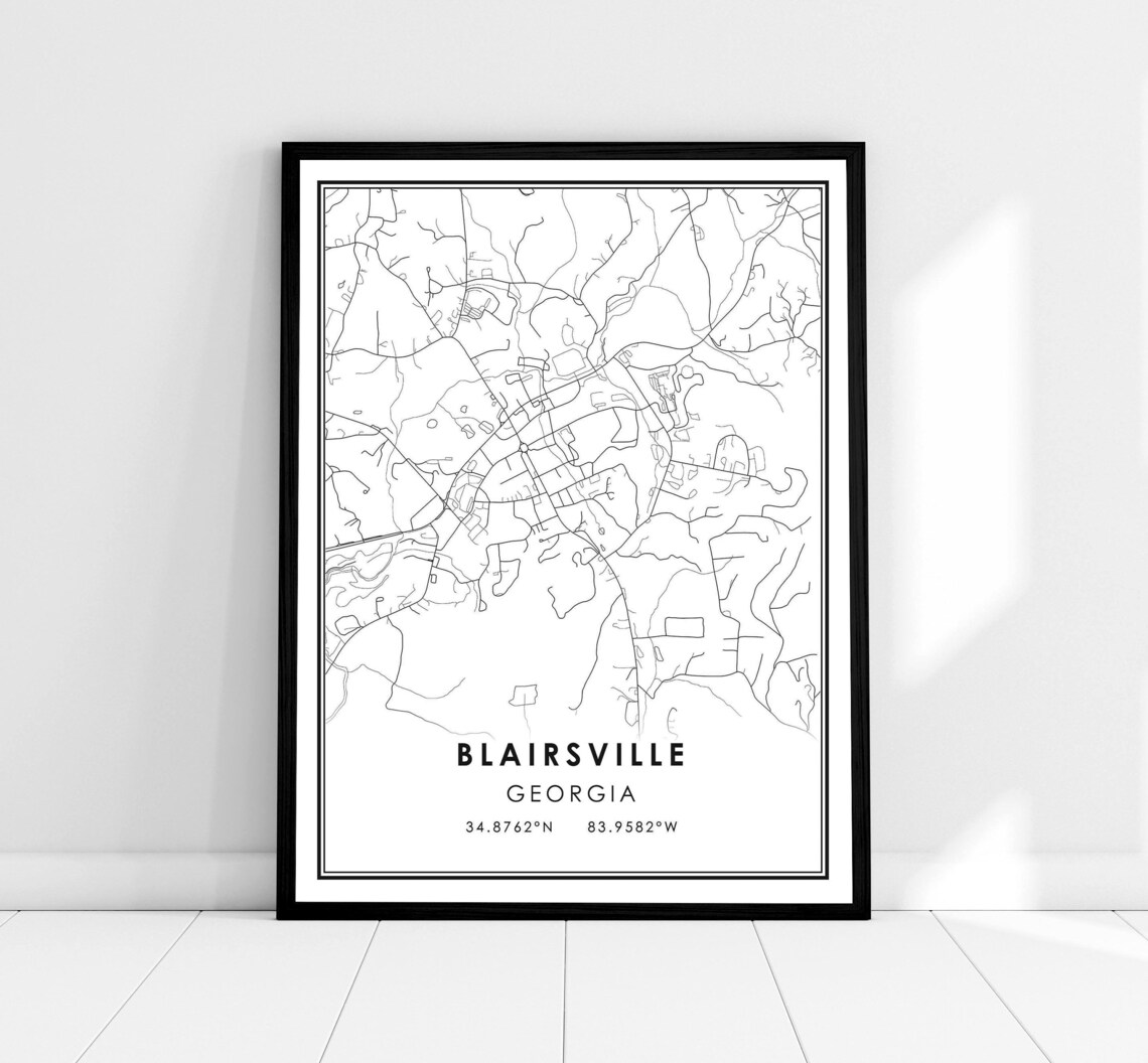 Blairsville Georgia Minimalist Line Art City Map Travel Poster