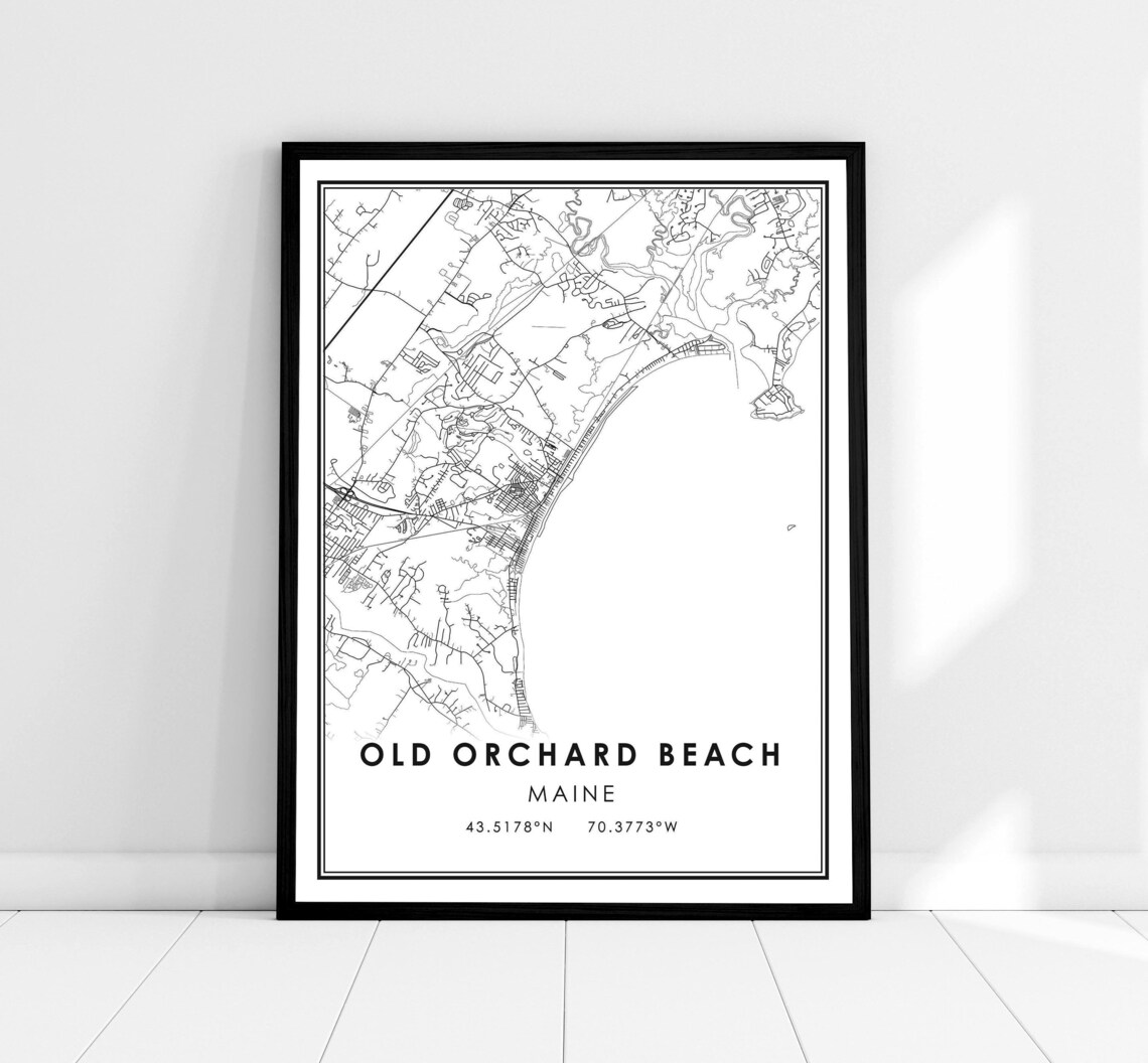 Old Orchard Beach Map Print, Maine Travel Poster