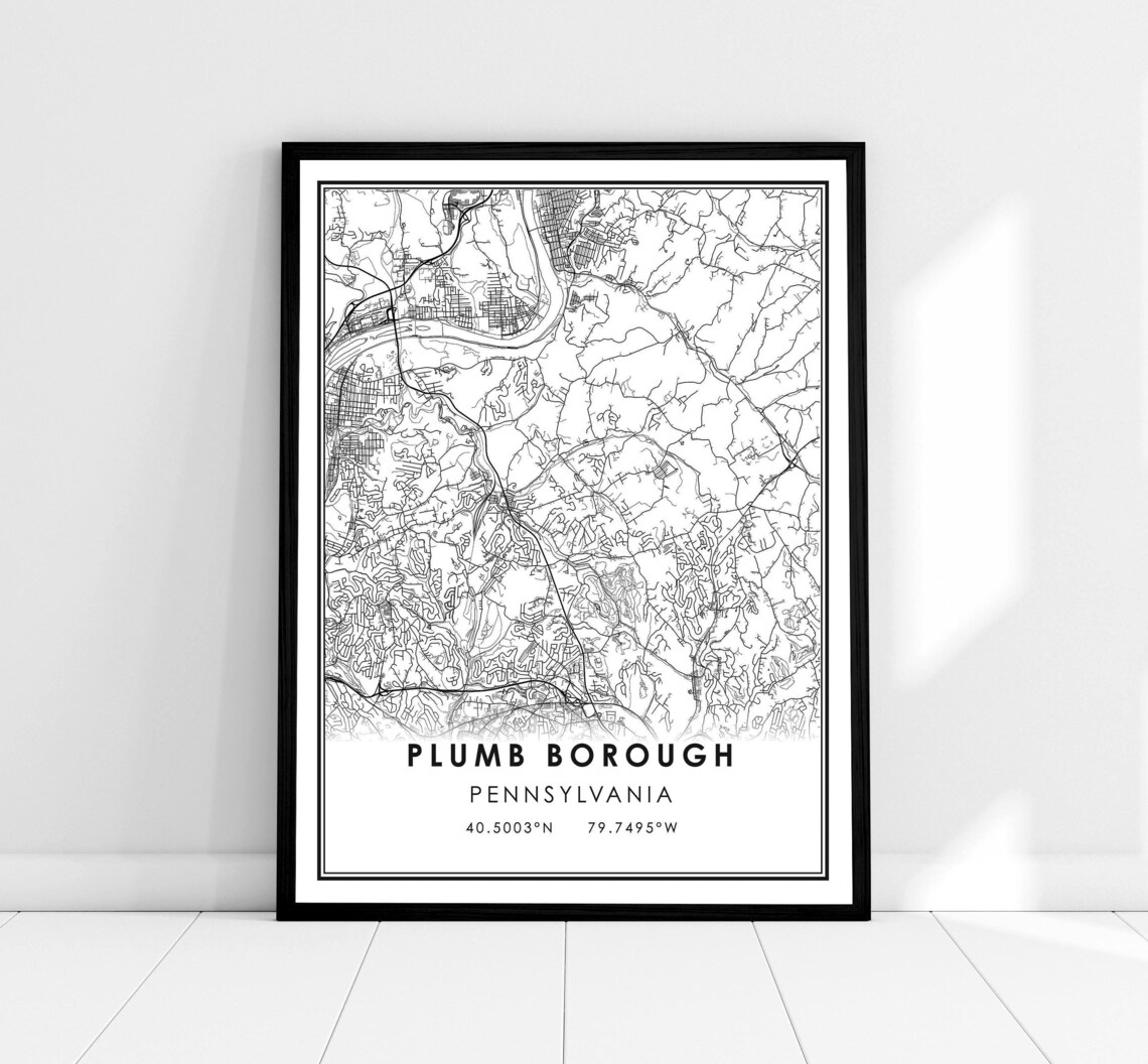 Plumb Borough Pennsylvania Hometown Street Map Travel Wall Art