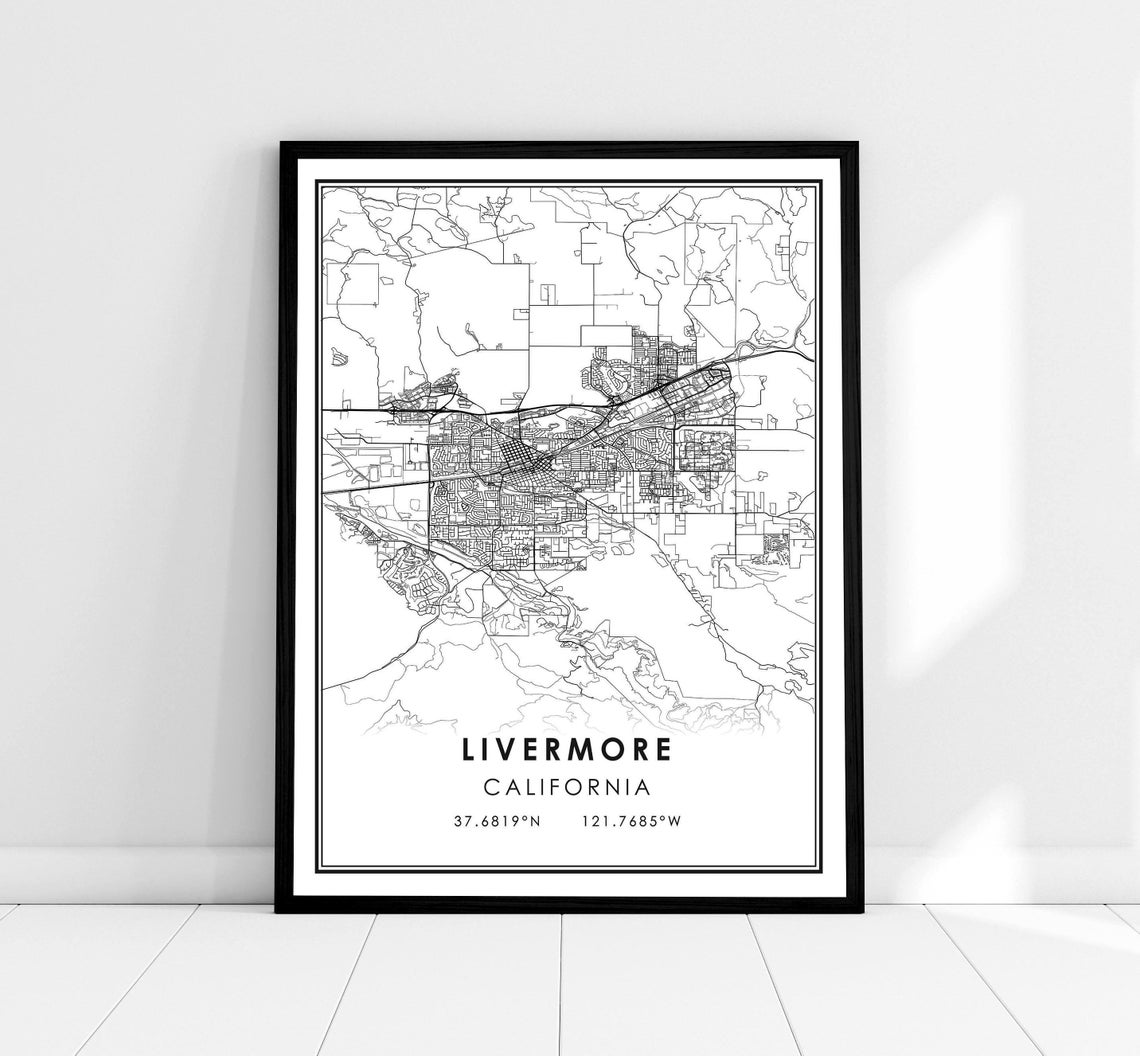 Livermore California Minimalist Street Map Coordinates Poster