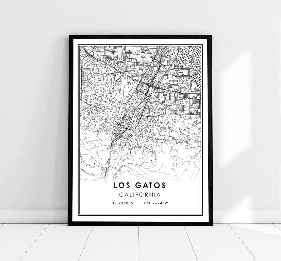 Los Gatos Map Print, Street and City Travel Poster