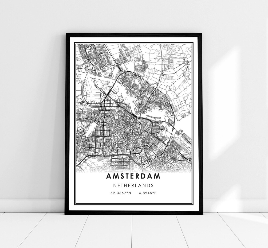 Amsterdam Map Print, Netherlands City Travel Poster