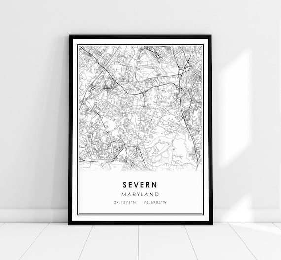 Severn Maryland Minimalist City Map Art Poster With Coordinates