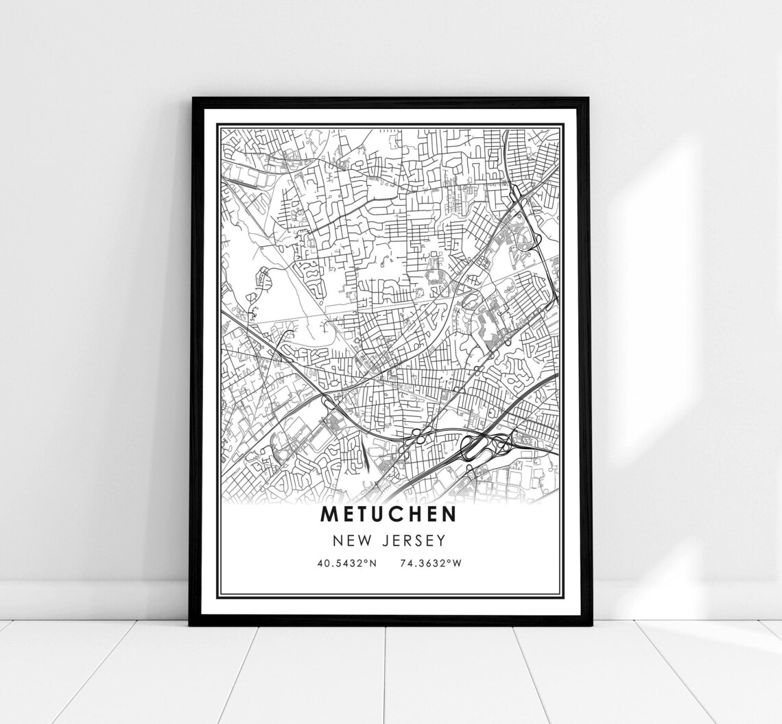 Metuchen Map Poster, New Jersey City Travel Print