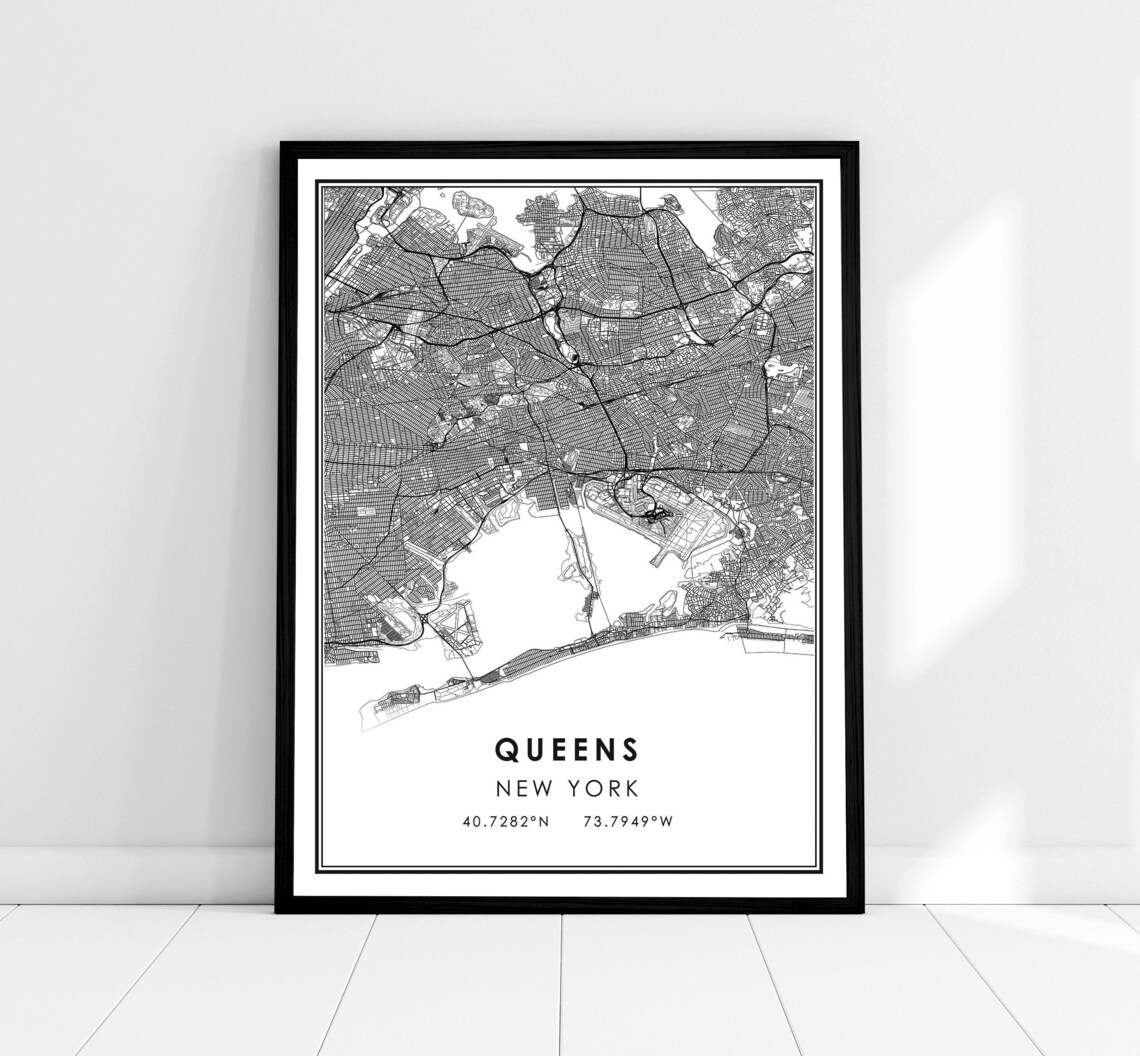 Queens Map Print, New York City Travel Poster