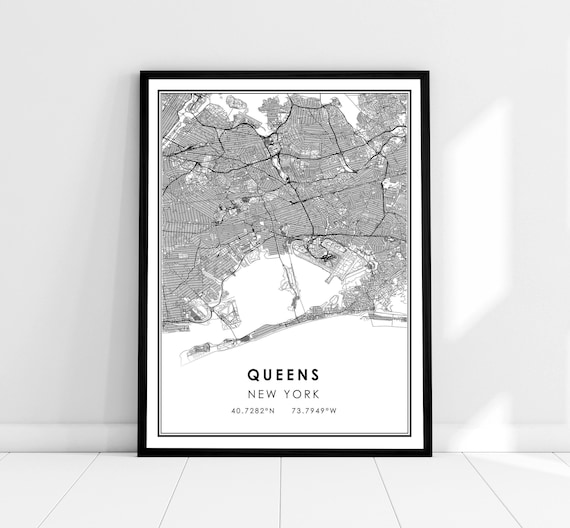 Queens Map Print, New York City Travel Poster