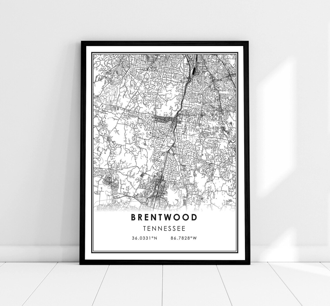 Brentwood Map Print, Tennessee City Travel Poster