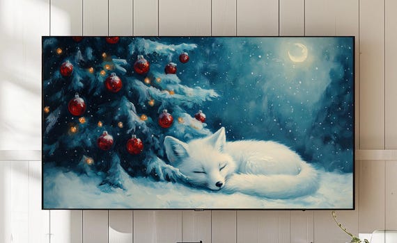 Christmas Arctic Fox Tv Art Festive Winter Scene 779