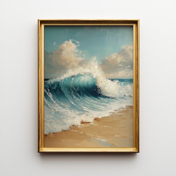 Coastal Beach Wave Print Serene Ocean Landscape 79