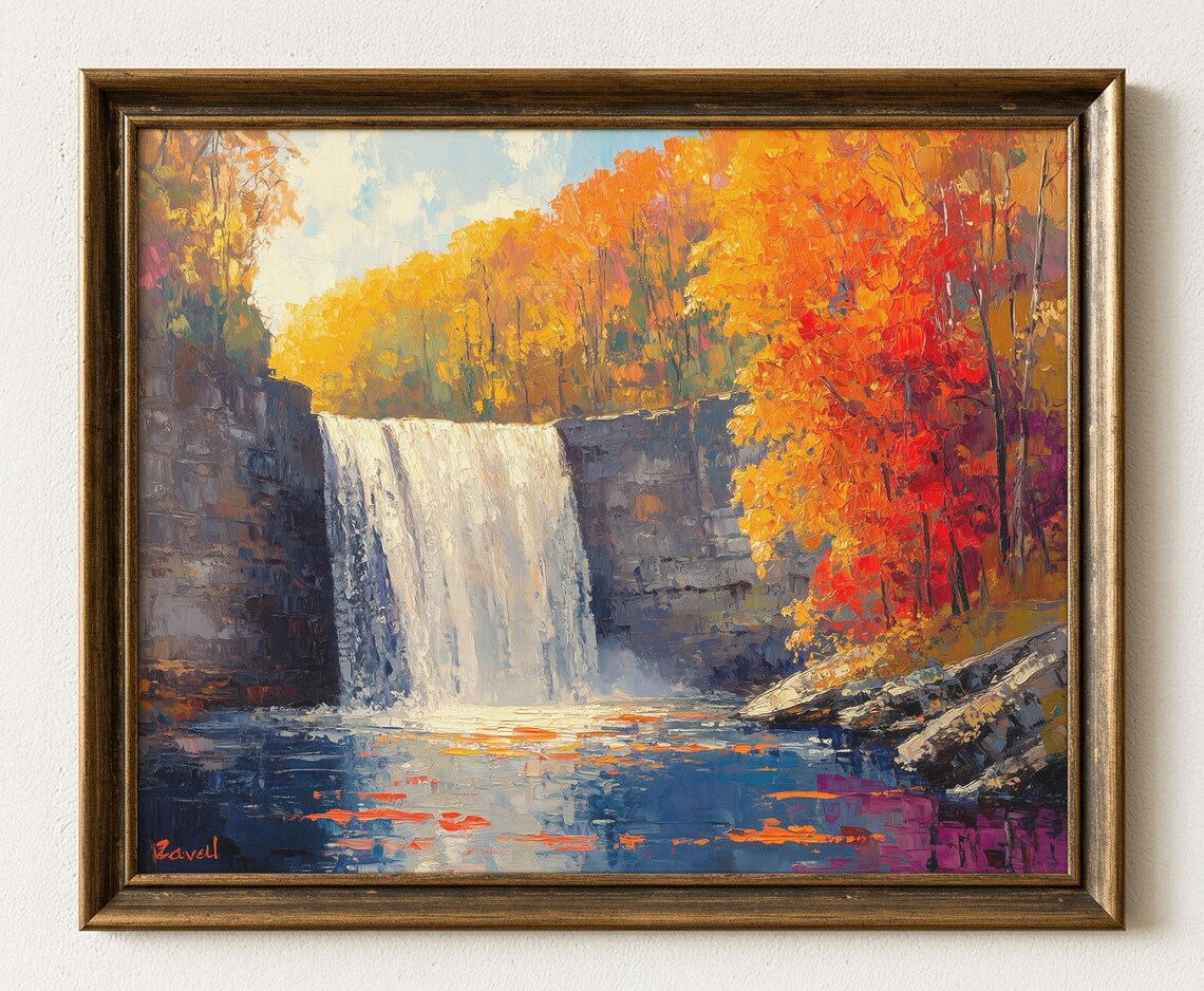 Autumn Waterfall Print Letchworth State Park Ny Landscape Decor 707