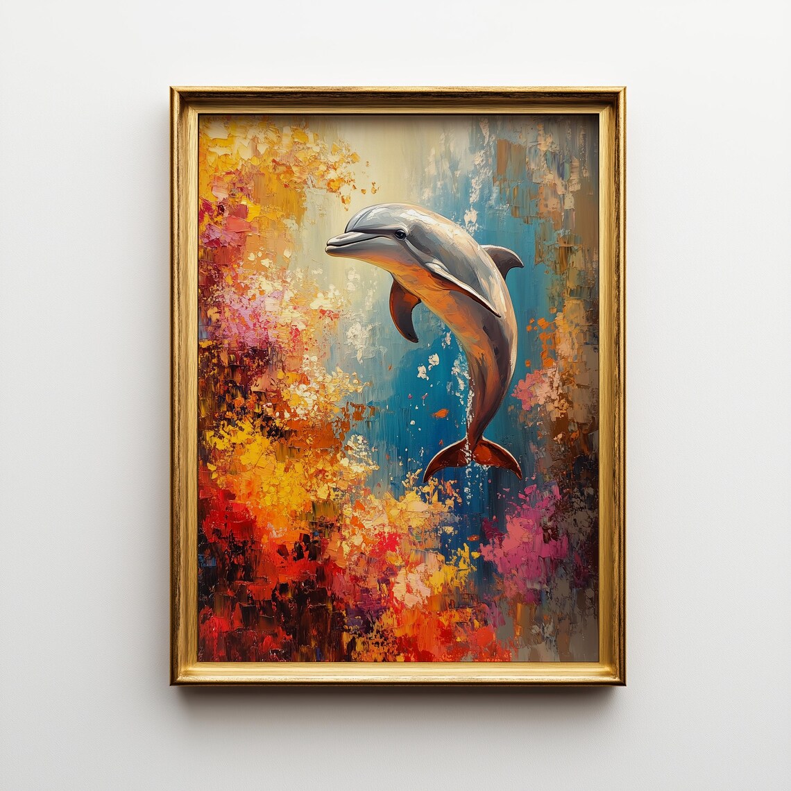 Dolphin And Coral Reef Ocean Wall Art Print